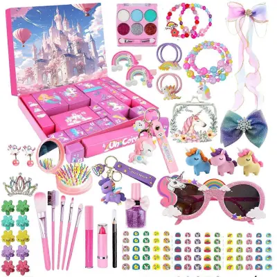 Vroče roza božični adventni koledar Škatla za dekle Darilo Mermaid Princess Dress Up Nakit Hairpin Darilna škatla 24-dnevnega odštevalnega koled