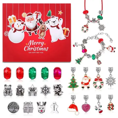 Modra obleka 24 mreža odštevalnik božični koledar advent presenečenje slepa škatla kreativna diy zapestnica iz perl