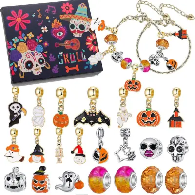 Halloween Skull Diy Beaded Festival Blind Box Koledar Zapestnica Komplet Okraskov Risanka Pumpkin Lamp Poke