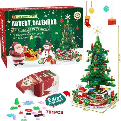 Božični adventni koledar Darilna škatla DIY Božični vlak Jezusove opeke Igrače 24-dnevna odštevalna škatla s koledarjem Presenečenje božičn