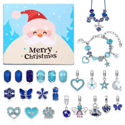 Modra obleka 24 mreža odštevalnik božični koledar advent presenečenje slepa škatla kreativna diy zapestnica iz perl