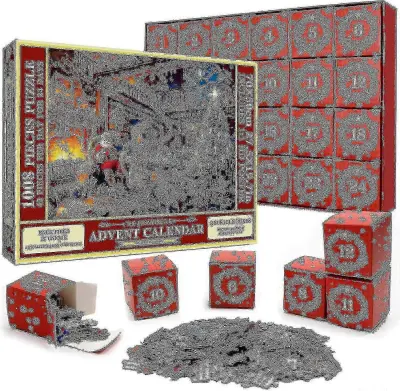 Puzzle Adventni koledar 2023, 1008 kosov Puzzle 24-dnevni odštevalni adventni koledarji, ideja za darilo za otroke in odrasle