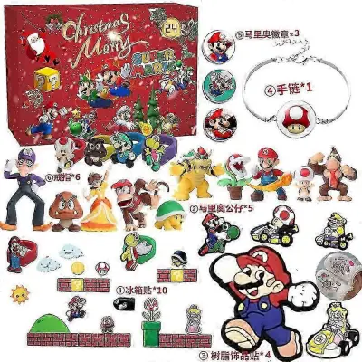 Božični adventni koledar Labubukolomi Melody škatla za zavese različne risane vilini Super Mario igrače za zabavo okraski holechrui944