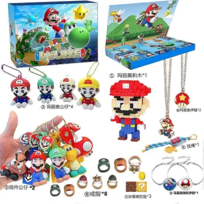 Božični adventni koledar Labubukolomi Melody škatla za zavese različne risane vilini Super Mario igrače za zabavo okraski holechrui944
