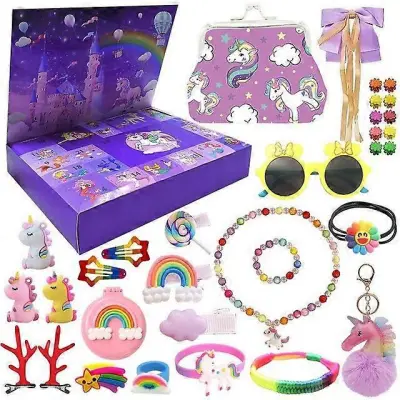 Vroče roza božični adventni koledar Škatla za dekle Darilo Mermaid Princess Dress Up Nakit Hairpin Darilna škatla 24-dnevnega odštevalnega koled