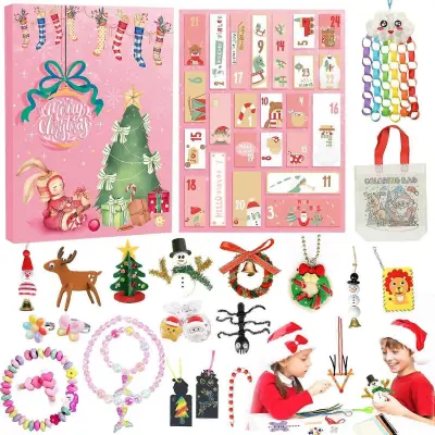 Nov božični adventni koledar, ročno izdelana ročno izdelana slepa škatla, otroške ročno izdelane igrače za obleke Diy