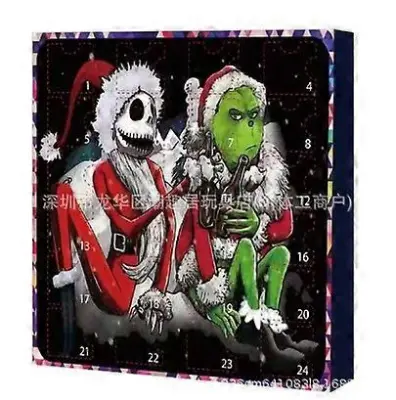 Božični Grinch Countdown 24-delni okraski iz smole, igrače, slepa škatla Halloween Green Monster innovation koledar škatla