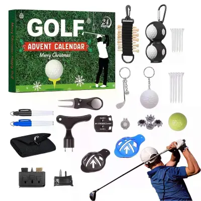 Adventni koledar za golf 2025, božični odštevalni koledar, 24 KOSNI komplet dodatkov Dizajn na temo golfa