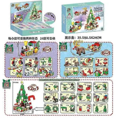 Adventni koledar Brick Blind Box, božična škatla presenečenja z dinozavri, darilo s 24 luknjami za otroke