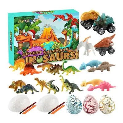 Glinena identifikacijska kartica dinozavra Slepa škatla Tiranozaver Rex Igrača Avto Triceratops Teleskopska cev Ekstrudiranje Odštevalni koledar