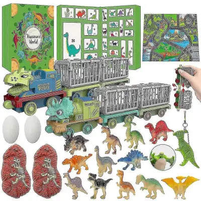 Božična odštevalna škatla s slepimi dinozavri Adventni koledar Diy Igralni komplet dinozavrov Tyrannosaurus Rex