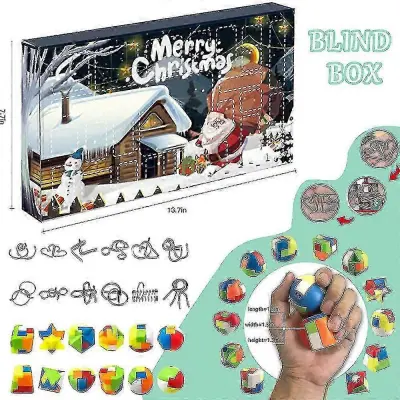 2022 Božič Brain Teaser Puzzle Adventni koledar Odštevalni koledar Darilo Blind Box Igrače za otroke, odrasle