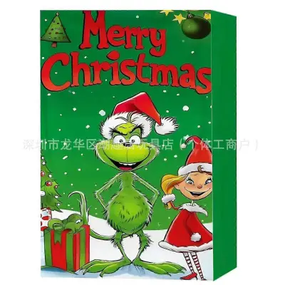 Božični Grinch Countdown 24-delni okraski iz smole, igrače, slepa škatla Halloween Green Monster innovation koledar škatla