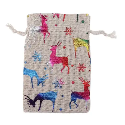 24 KOSOV Elk Style božične adventne vrečke 14 x 9,5 cm lanene darilne vrečke