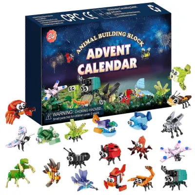 2025 Božični žuželke, morske živali, gradniki Blind Box Adventni koledar 24 daril Halloween Countdown Blind Boxs