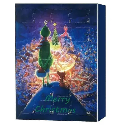 Nov prihod Green Hair Monster Grinch škatla za božični adventni koledar Grinch 24 kosov obrnjene škatle za slepe koledarje