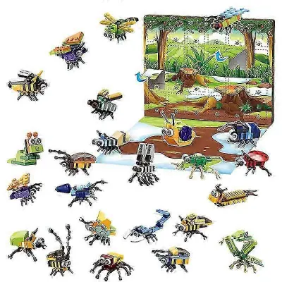 2025 2022 Adventni koledar Igrača za gradnjo 24-dnevno odštevanje Jungle Animal Block Stem Igrače Praznične božične nogavice Stuffers Darila