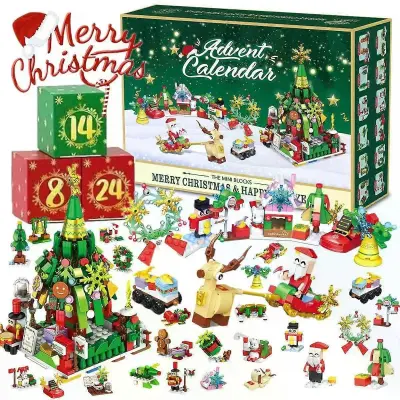 Božični adventni koledar Darilna škatla DIY Božični vlak Jezusove opeke Igrače 24-dnevna odštevalna škatla s koledarjem Presenečenje božičn