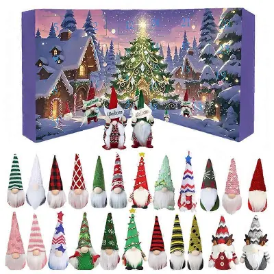 Gnomes Adventni koledarji 2025-24 kosov zbirateljskih figur Gnome Decorations, 24-dnevni božični odštevalni koledar