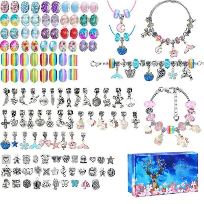 135 kosov Ustvarjalna otroška zapestnica iz perl Diy Ocean Unicorn Set Box Brezplačna kombinacija ogrlice, praznično darilo
