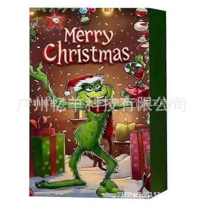Nov prihod Green Hair Monster Grinch škatla za božični adventni koledar Grinch 24 kosov obrnjene škatle za slepe koledarje