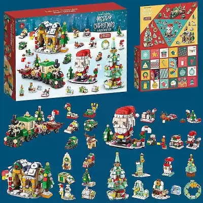 Božični adventni koledar Darilna škatla DIY Božični vlak Jezusove opeke Igrače 24-dnevna odštevalna škatla s koledarjem Presenečenje božičn