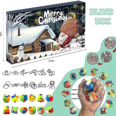 2022 Božič Brain Teaser Puzzle Adventni koledar Odštevalni koledar Darilo Blind Box Igrače za otroke, odrasle