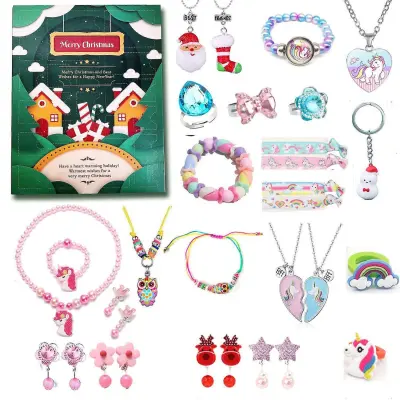 Risanka Unicorn Series Božični odštevalnik Koledar Darilna škatla Uhani Ustvarjalna zapestnica Ogrlica Zapestnica Advent