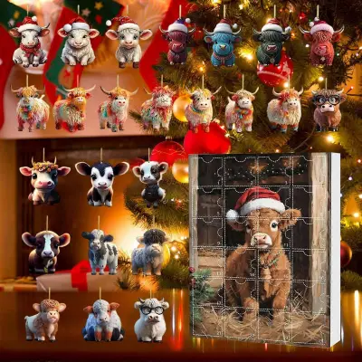 Hristmas kravji adventni koledar 2025 24 dni božičnega adventnega koledarja, viseči okras WUD5661