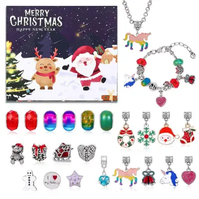 Modra obleka 24 mreža odštevalnik božični koledar advent presenečenje slepa škatla kreativna diy zapestnica iz perl