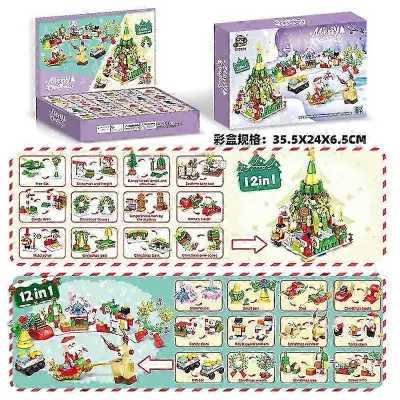 Adventni koledar Brick Blind Box, božična škatla presenečenja z dinozavri, darilo s 24 luknjami za otroke