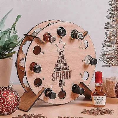 Božični okraski za adventni koledar, leseno stojalo za vino, odštevalnik, drevo, stojalo za steklenice, 2025