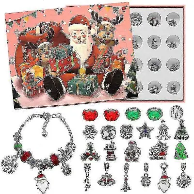 2022 Božični odštevalni nakit Adventni koledarji, DIY 24 Days Xmas Charms zapestnice kot edinstveno darilo za ljubitelje