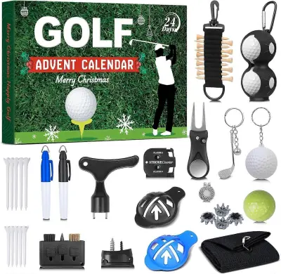 Golf adventni koledar za moške najstnike, 24-dnevni božični odštevalni koledar za očeta, moža ali fanta, popolno praznično darilo z golfom Ba