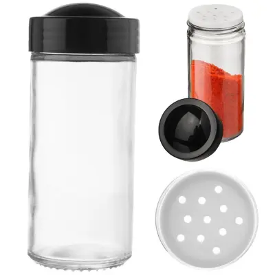 Posoda za začimbe s cedilom, steklena, ČRNA, 100 ml