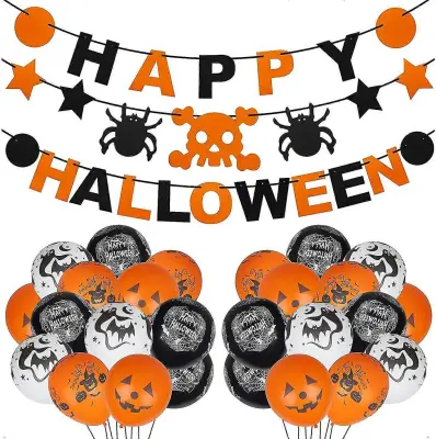 Okraski za zabavo za noč čarovnic, pasica Happy Halloween Pumpkin Ghost Banner in baloni za noč čarovnic za notranji zunanji dekor za noč čarovn