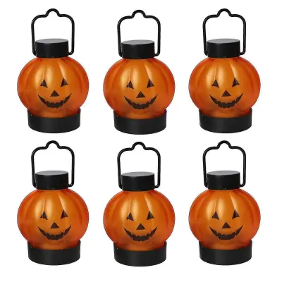 Pumpkin Lantern 6pcs Ghost Face Design Dekoracija za noč čarovnic, zahvalni dan, božične svečke za čajne svečke
