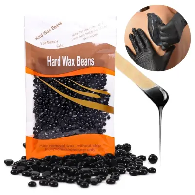 Trdi vosek za odstranjevanje dlak brez trakov, obraz, noge, bikini, granule, črne barve, 100 g