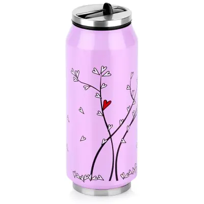Termo vrček v pločevinki roza SRCE 400 ml