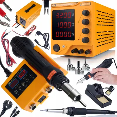 ROSFIX SET LABORATORIJSKI NAPAJALNIK RARES-3210 + SPAJKALNA POSTAJA OH660 – 32V 10A, 660W | LED, PID, HOT-AIR, 900M