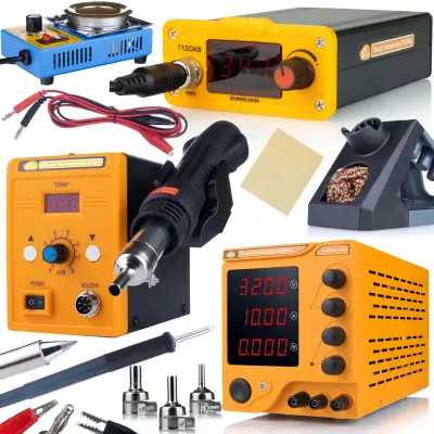 ROSFIX SET DELAVNICA AMPRUSH RARES-3210 + T12OAS + 858D + TYGEL 160W – 32V 10A, 700W, 230V | ZA LUTANJE IN ELEKTROLIZO