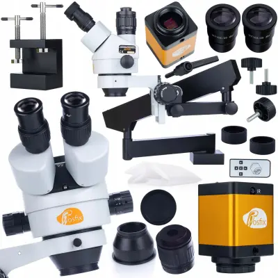 ROSFIX SET TRINOKULARNI STEREOSKOPSKI MIKROSKOP NEPTUNE PRO + KAMERA 12MP | ZOOM 7–45X, HDMI, C-MOUNT