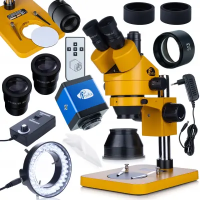 ROSFIX TRINOKULARNI MIKROSKOP MERCURY S – ZOOM 7–45X, KAMERA HDMI, LED 56X | WF10X/20, 100 MM, 0.5X BARLOW