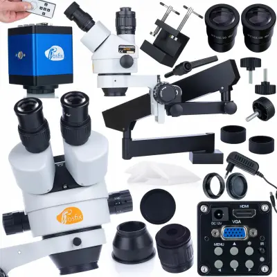 ROSFIX SET MIKROSKOP TRINOKULARNI NEPTUNE PRO MSNP-T-WDMS1 – ZOOM 7–45X, KAMERA 2MP HDMI/VGA | SIMUL-FOCAL