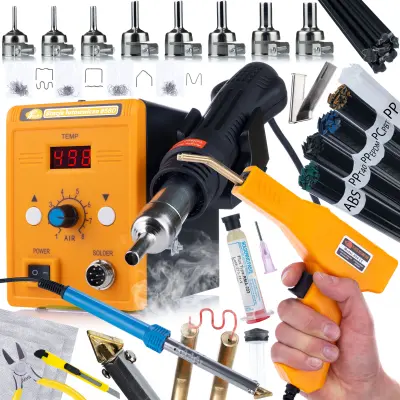 ROSFIX SET POSTAJA ZA SPAJKANJE PLASTIKE 858D – 700W, 100–500°C, 8 ŠOB, SPOJKE, MREŽE, FLUX | CE