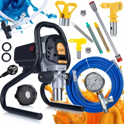 ROSFIX SET AGREGAT ZA BARVANJE ECOFLOW 1200 – 1,7 L/MIN, 1200 W, 2000 PSI | ŠOBA 513, 3X FILTER, LANCA 30 CM