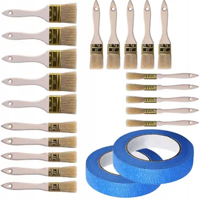ROSFIX SET ČOPIČEV IN MASKIRNIH TRAKOV – 20X NARAVNO VLAKNO, 15–50 MM, 2X TRAK 40 MM X 50 M