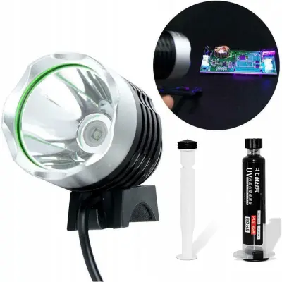 ROSFIX SET SOLDERMASKA ČRNA 10 ML Z DOZATORJEM IN UV LUČKO – ZAŠČITA PCB, HITRO STRJEVANJE | USB 5V, LED 365 NM