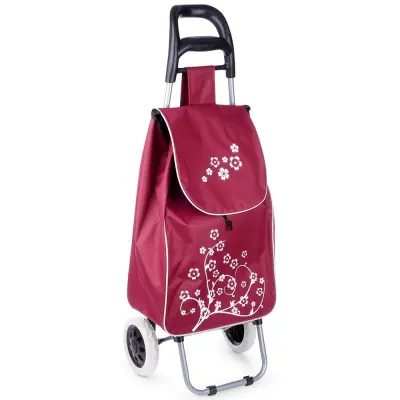 Nakupovalni voziček z vrečko, bordo, 30 l