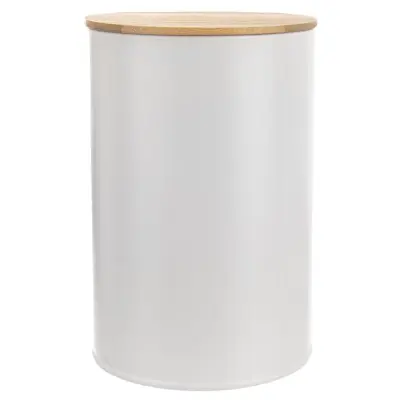 Bela kovinska posoda za hrano z bambusovim pokrovom WHITELINE 1,3 l